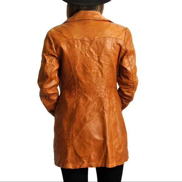 70s leather coat S-M - Picture 4 of 7